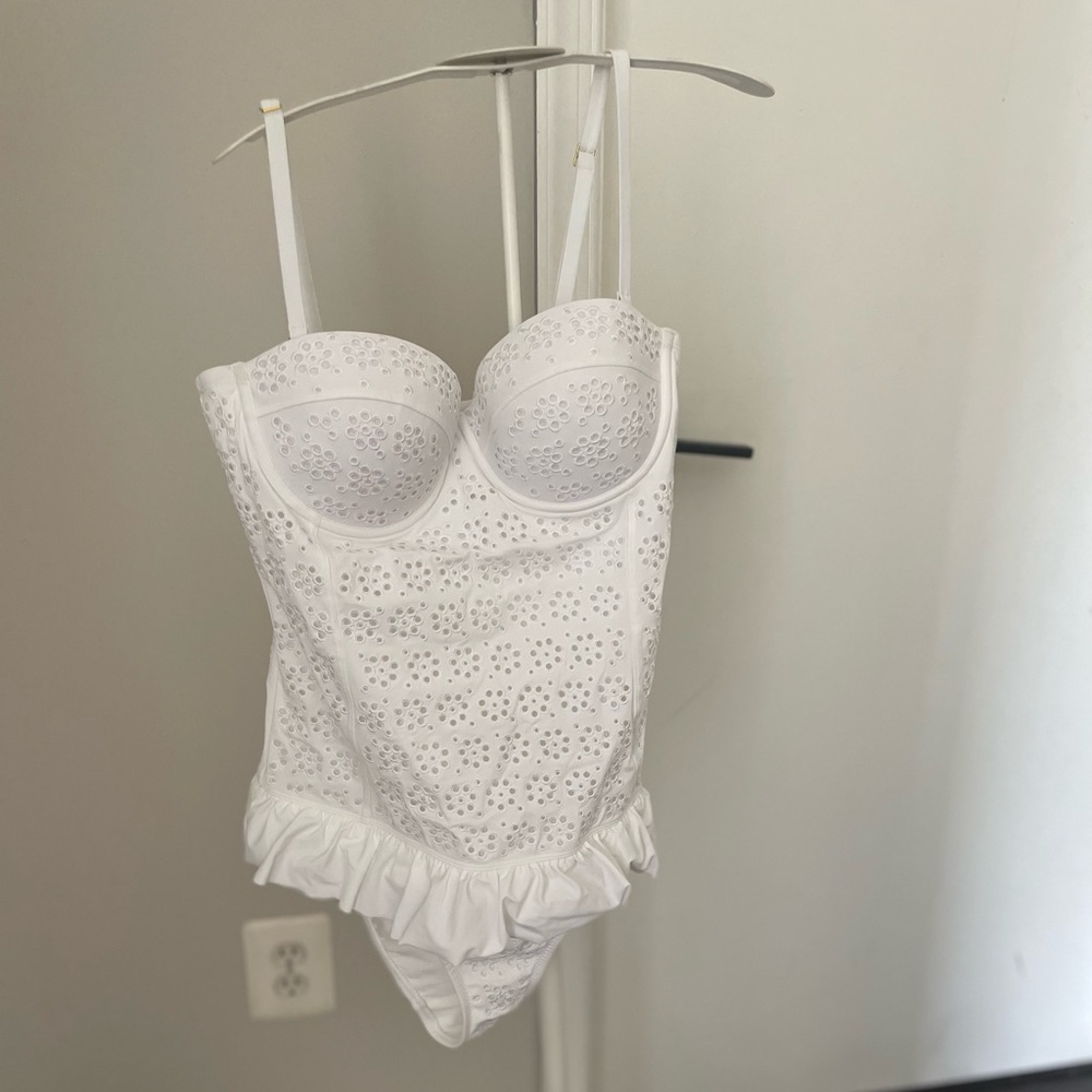 Tory Burch White Eyelet One-Piece Swimsuit